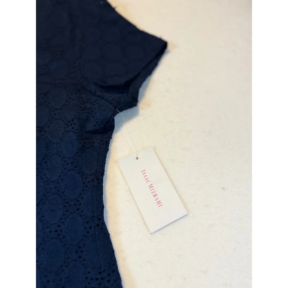 Isaac Mizrahi Navy Blue Lace Short Sleeve Sheath Dress Size L - Picture 4 of 4